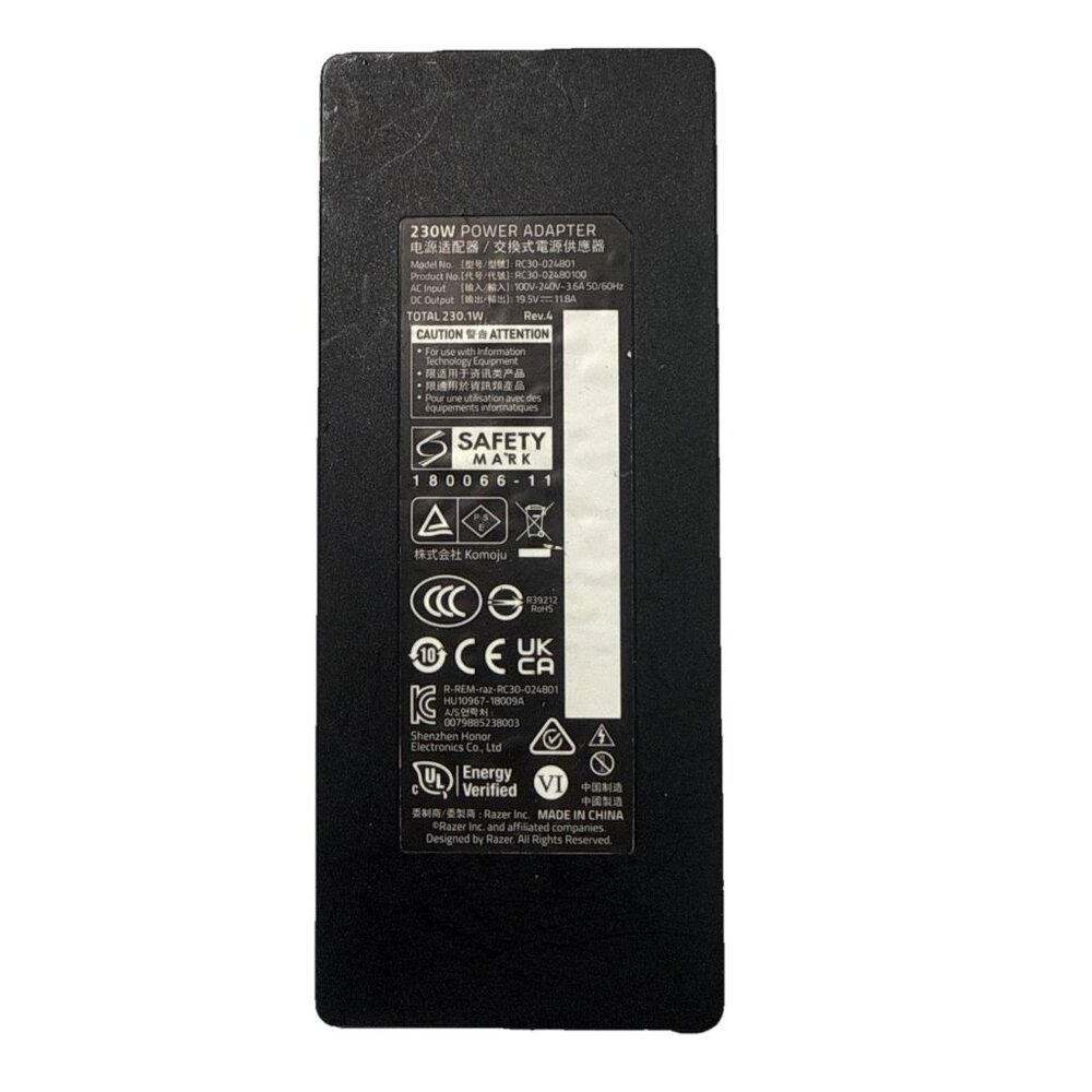 Genuine Razer Blade 15 Laptop Charger 19.5V 11.8A 230W RC30-024801 Power Adapter